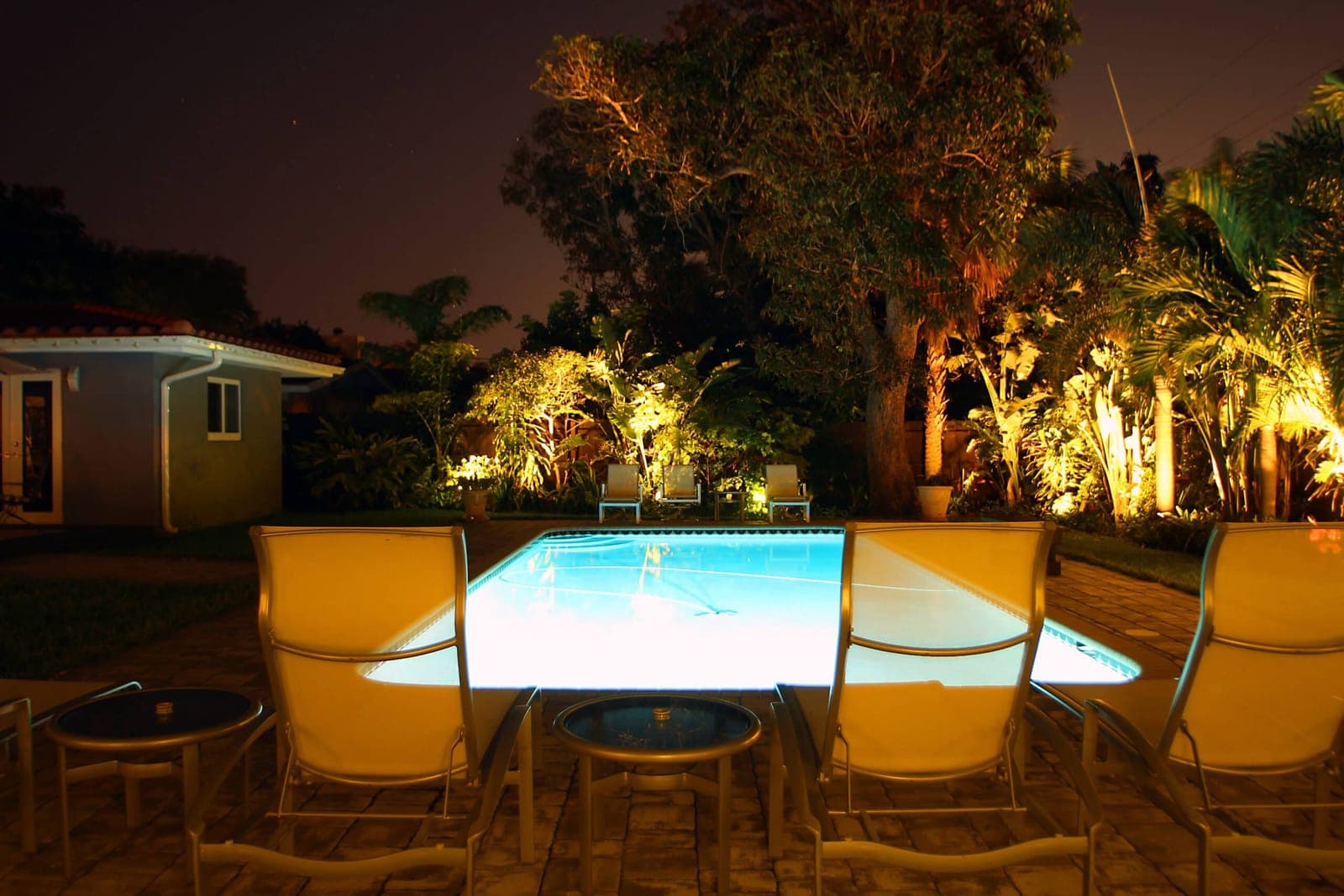 921 NE 27th Avenue - Pool, looking south, night
