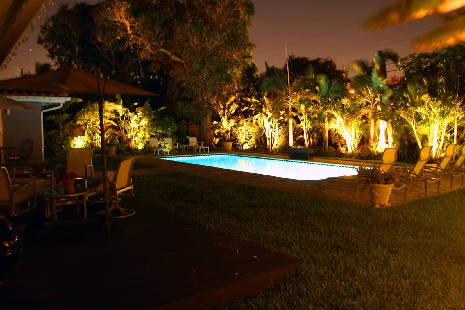 921 NE 27th Avenue - Pool, looking southwest, night