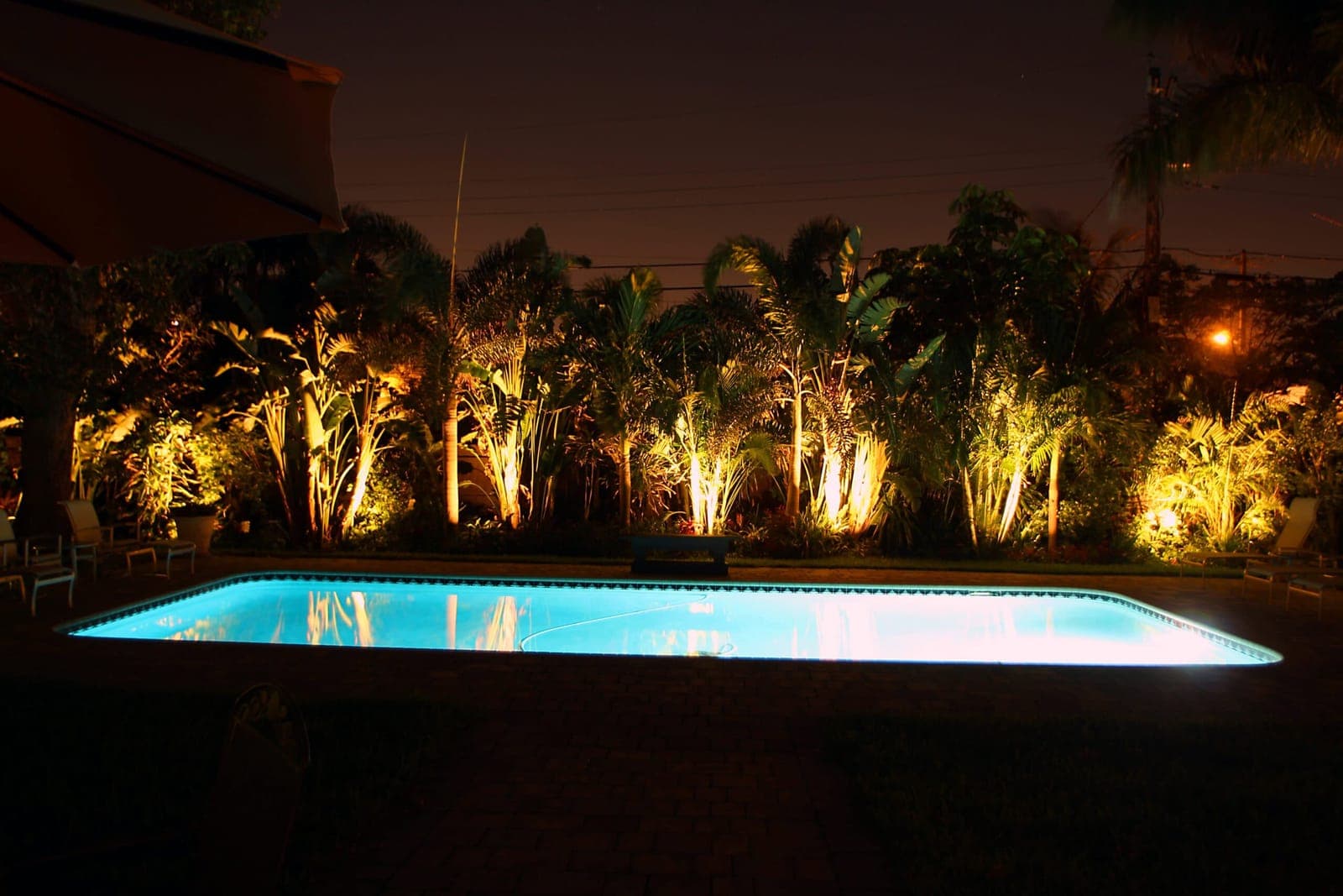 921 NE 27th Avenue - Pool, looking west, night